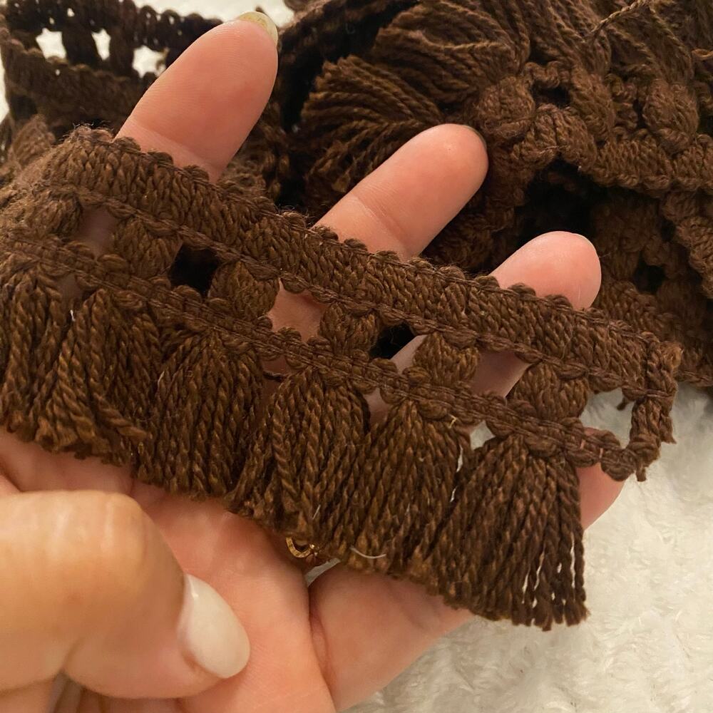 112” (3.1 yards) Vintage Brown Tassel Fringe Trim Decorative Braid Upholstery